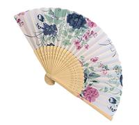 Éventail à Main Pliable, Main Pliante d'été Vintage, Fleur à Main de Style Chinois for soirée dansante, Mariage, oraisons colorées à la Maison(White)
