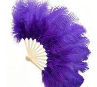 Éventail à plumes de 35 cm pour femme - Petit éventail pliable vintage