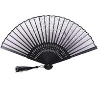 Éventail à plumes, éventail à main, éventails pliants, éventails à main, éventail à main, imprimé floral rétro, pompon, style rétro japonais charmant et élégant, éventail de danse antique, éventails à