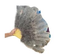 Éventail à Plumes Éventail de Plumes for fête, Mariage, Spectacle Danse du Ventre, Bricolage décoratif, 13 os(Gray,2PCS Right Hand)