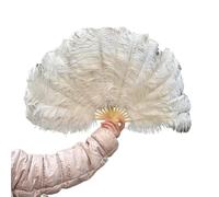 Éventail à Plumes Rouges 15 Baleines, 70 cm x 40 cm, éventail Rose 15 Baleines for Mariages, fêtes, Spectacles et Danses. Accessoires(White,10PCS 70cmx40cm)