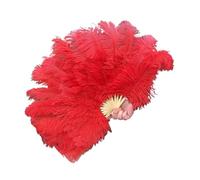 Éventail à Plumes Rouges 15 Baleines, 70 cm x 40 cm, éventail Rose 15 Baleines for Mariages, fêtes, Spectacles et Danses. Accessoires(Red,1PC70cmx40cm Left)