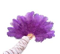 Éventail à Plumes Rouges 15 Baleines, 70 cm x 40 cm, éventail Rose 15 Baleines for Mariages, fêtes, Spectacles et Danses. Accessoires(Purple,1PC70cmx40cm Right)