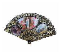 Eventail Apparition de Lourdes en tissu noir