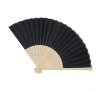 Éventail artisanal en soie mettant en valeur l'art chinois sur un seul côté avec des baleines en bois solides pour une performance de pliage constante (noir)