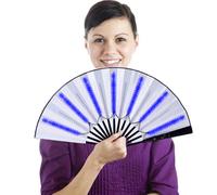 Éventail Chinois à Main Brillant à LED - Ventilateur rava Pliable Lumineux, Grand éventail en Tissu Nylon coloré, Accessoire de Danse et déco Festive Parfait pour soirée, Spectacle ou Costume
