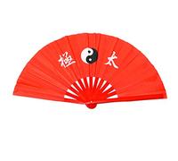 éventail chinois en bambou Idéal pour la pratique du tai chi/danse, Taichi worlds Red background