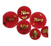 Eventail Chinois en Papier Décoration de Mariage 30x15x3cm Rouge Lieu festif Décor pour Mariage, Noël, Saint Valentin et Célébrations de Printemps (A)