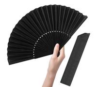 Éventail chinois pliable noir de 20,8 cm - En nylon espagnol - Pour la danse - Pour le tai chi et le kung fu