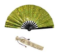 Éventail Claquant pour Danse en Ligne, Éventails de Spectacle, Grands Éventails Pliants pour Danse, Éventails Géants pour Danse en Ligne, Éventails SonoresYellow,One Size