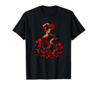Éventail Danseuse de Flamenco Espagnol Rouge Noir T-Shirt
