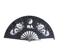 Éventail d'arts martiaux chinois en acier inoxydable robuste, pour pratiquer les techniques Wushu (Noir)