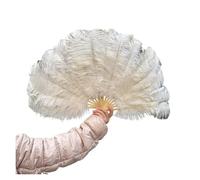 Éventail de Danse des Plumes Éventail de Plumes Blanches Naturelles 70CM, 15 os, for Mariage, Carnaval, fête, Accessoires Spectacle, Artisanat Plumas pour l'étape(White,2 PCS 70cmx40cm)