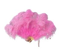 Éventail de Danse des Plumes Grand éventail de Plumes, for Mariage, Carnaval, célébration, Spectacle Danse du Ventre, décoration DIY, à Roses, 13 os pour l'étape(Dark Pink,130CM Left Hand)
