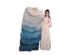 éVentail De Danse du Ventre Voile de Danse du Ventre 100% Paires d'éventails en Soie (1L + 1R), Accessoire Costume léger et Fluide for Studio Musique, éloge l'église(Pink,180cmX90cm-Hot)