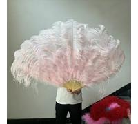 Éventail de danse en plumes d'autruche bordeaux pliable, pour carnaval, fête, mariage, spectacle de danse du ventre, 100 cm et 130 cm, rose clair, 100 cm, 2 pièces