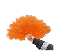 Eventail de Danse en Plumes Éventail en Plumes Naturelles de Rose 15 os for Les Fans Danse Spectacle fête Carnaval Pliable à la Main moelleuses 70x40 Eventail Mariage(Orange,10 PCS 70cmx40cm)