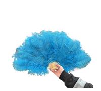 Eventail de Danse en Plumes Éventail en Plumes Naturelles de Rose 15 os for Les Fans Danse Spectacle fête Carnaval Pliable à la Main moelleuses 70x40 Eventail Mariage(Blue,1PCS 70cmx40cm Right)
