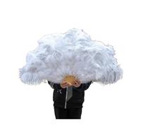 Eventail De Danse En Plumes Éventails à plumes pliables à main for décoration, éventails de spectacle, accessoires de fête, accessoires de spectacle sur scène, 100 cm, 130 cm(White,100CM 2PCS)