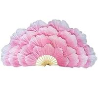 Éventail de Danse en Soie, éventail de Performance Nationale, éventail de Fleurs de Pivoine de 85 cm, éventail à pétales Double Face, Accessoire de Danse de Groupe sur scène, 1 pièce(Pink)