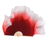 Éventail De Danse Orientale Éventail de danse en soie véritable 86cm, voile pliant dégradé, peinture à la main, accessoires de spectacle de danse folklorique carrée(Color 13,1pcs Right 1pcs Left)