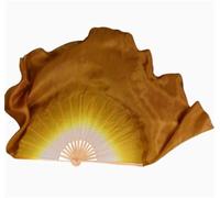 Éventail De Danse Orientale Éventail de danse en soie véritable 86cm, voile pliant dégradé, peinture à la main, accessoires de spectacle de danse folklorique carrée(Color 17,1pcs Right 1pcs Left)