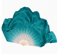Éventail De Danse Orientale Éventail de danse en soie véritable 86cm, voile pliant dégradé, peinture à la main, accessoires de spectacle de danse folklorique carrée(Color21,1pcs Right 1pcs Left)