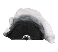 Éventail De Danse Orientale Éventail de danse professionnel en soie véritable Extra Long 86cm, accessoires de danse Double face, danse du ventre Yangko Square Show fluide(Color9,1pcs Right 1pcs Left)