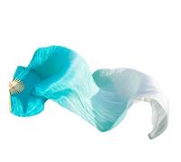 Eventail de Danse Orientale Éventails de voile de danse du ventre en soie véritable, 1 paire/1 pièce, en bambou teint à la main, Long éventail de danse du ventre, en vraie soie Soie Fan Veil Danse(A,1