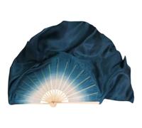 Éventail De Danse Orientale Grand voile d'éventail de danse en soie véritable, une paire, accessoire de Costume de danse du ventre, accessoires de danse à dégradé fluide(Red,1pcs Right 1pcs Left)