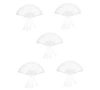 Éventail de mariage 5 pièces Éventail décoratif en plumes Éventail rétro Éventail en dentelle Éventail pliant brodé Éventail à main pliable Éventails à main Accessoires japonais Masque de bal Plastiqu
