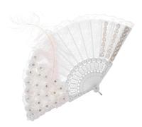 Éventail de Mariage Pliable en Tissu Dentelle Blanc, Léger et Portable | Accessoire Décoratif Simple et Classique, Usage Présent ou Danse, Format Compact, Style Élégant