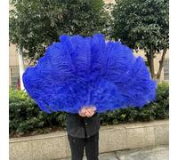Éventail de plumes d'autruche bordeaux pliable pour danse, carnaval, fête, mariage, spectacle de danse du ventre, 100 cm et 130 cm, bleu roi, 130 cm, 2 pièces