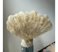 Éventail de plumes d'autruche bordeaux pliable pour danse, carnaval, fête, mariage, spectacle de danse du ventre, 100 cm et 130 cm, 47 kaki foncé, 100 cm, 2 pièces