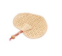 Éventail de Quenouille de Cœur Jaune, de Feuilles | Tricoté à Main, Léger et Portable, Ténacité, Parfum de Bambou, pour Fêtes et Plages
