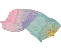 éVentail De Soie Danse Voile de danse du ventre 100% paires d'éventails en soie (1L + 1R), accessoire Costume léger et fluide for Studio musique, éloge l'église pour la Fête(Light Purple,210cmX90cm)