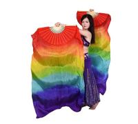 éVentail De Soie Danse Voile de danse du ventre 100% paires d'éventails en soie (1L + 1R), accessoire Costume léger et fluide for Studio musique, éloge l'église pour la Fête(Sky blue,120cmX90cm-Girl)