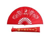 éVentail De Tai Chi Éventail de Tai Chi Double Dragon Kung Fu Pliable Anneau Classique Rouge Performance Arts Martiaux Fitness Danse Éventails(A1 34cm)