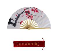 éVentail De Tai Chi Éventail de Tai Chi en Fleur Prunier Blanc Classique Kung Fu Fitness Cheongsam Spectacle Danse(B1 34cm)