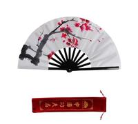 éVentail De Tai Chi Éventail de Tai Chi en Fleur Prunier Blanc Classique Kung Fu Fitness Cheongsam Spectacle Danse(B2 34cm)