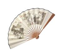 Éventail De Tai Chi Grand éventail en Soie de 10 Pouces, Style Ancien, Pliable, Fait à la Main, Hanfu, Classique, for Homme(Color 09)