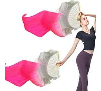 Éventail de voile, longs éventails en soie, éventails de danse dégradés, voiles de danse chinois, accessoires de spectacle de danse, accessoires de spectacle d'art, fans de danse de performance, longs