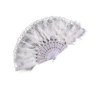 Éventail décoratif à plumes léger en dentelle pour fête de mariage Accessoires de photographie Accessoires de mariée Élégant éventail à plumes, taille unique, Comme décrit, Comme décrit.
