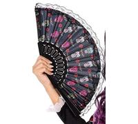 Eventail dentelle dia de los muertos - Noir - Taille Unique
