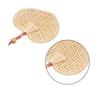 Éventail D'été Cœur en Feuille de Quenouille Tressé à Main | Décor Maison Léger, Jaune Clair, Légère Odeur de Bambou, pour Fêtes et Plages