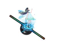 Éventail d'hologramme 3D Ventilateur Holographique 3D De 5,5 Pouces/14 Cm, Projecteur Holographique À 128 Perles LED 0603, Écran HD sans Scintillement, Contrôle TF Et APP, Noël Et Halloween