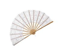 Éventail élégant en dentelle avec design creux pour mariage, danse, photographie, tissu transparent avec cadre en bois et dentelle