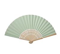 Éventail en bambou pliable Antilog, éventail chinois pliant à nervures de bambou DIY Éventail vierge en papier Décoration de fête de mariage, Vert 2