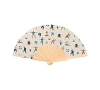Eventail en bois et tissu - Yoga