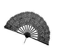 Éventail en dentelle brodée à motif creux - Accessoire de mariage - Accessoires de danse - Éventails portatifs pour mariée - Accessoire de mariage, Noir , taille unique
